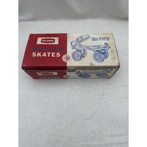 Vintage Globe Roller Skates Gold Metal Rubber Wheels Adjustable NO. 48 USA New